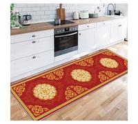 Siunwdiy Tappeti cucina 1.5 Metri Tappeto Passatoia Orientale Rosso Runner Corridoio, Tappeto Salotto, Tappeto Ingresso Casa per Cucina Tappeto Antiscivolo Lavabile,Soggiorno, Camera ,50X150CM