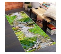 Siunwdiy Tappeto Corridoio Lungo 1.5Metri Verde con Motivo 3D - Tappeto Passatoia Cucina Antiscivolo Lavabile, Tappeto Runner Moderno per Casa Ingresso Soggiorno Interni Camera da Letto 70x150 cm