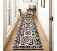Siunwdiy Tappeto Corridoio Lungo Marrone 2.2 metri Vintage Boho Tappeto per Corridoi, Cucine, Camere da Letto,120x220cm