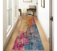 Siunwdiy Tappeto Corridoio Lungo Multicolore 2.8 metri Astratto Moderno Tappeti Corridoio Passatoia Scendiletto Antiscivolo Lavabile Moderno Motivo Floreale Lungo Rettangolare Pelo Corto Rug,140x280cm