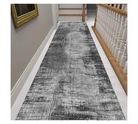Siunwdiy Tappeto Corridoio Passatoia Tappeti Corridoio Extra Antiscivolo Morbido Pila Densa Tappeto per Cucina, Bagno Portico Ingresso Pad, Easy Clean -nero - grigio,Black gray,50x340cm