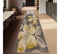 Siunwdiy Tappeto Cucina 3.1 Metri Tonalità terra/Giallo Tappeto Corridoio antiscivolo lavabile Crema Floreale Tappeto da Corridoio Lungo Tappeto Per Cucina,Camera,Soggiorno Ingresso，100 x 310 cm