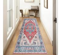 Siunwdiy Tappeto Cucina Antiscivolo Lavabile Blu e Rosso 4 metri Vintage Boho Tappeto Corridoio Lungo Tappeto da Cucin Tappeto Ingresso Interno Tappeto Runner per Passatoia Camera,50x400cm