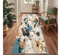 Siunwdiy Tappeto Cucina Antiscivolo Lavabile, Passatoia per Corridoio e Ingresso, Design Moderno Blu-Beige，100 x 180 cm