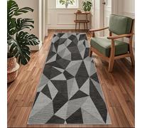 Siunwdiy Tappeto Cucina Antiscivolo Lavabile, Passatoia per Corridoio e Ingresso,Moderno Geometrico Grigio，100 x 180 cm