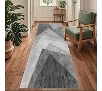 Siunwdiy Tappeto Cucina Antiscivolo Lavabile, Passatoia per Corridoio e Ingresso,Moderno Geometrico Grigio, Oro ，120 x 280 cm