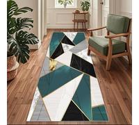 Siunwdiy Tappeto Cucina Antiscivolo Lavabile, Passatoia per Corridoio e Ingresso,Verde Geometrico Moderno，120 x 280 cm