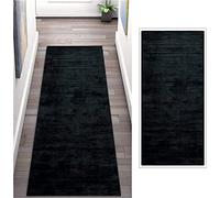 Siunwdiy Tappeto Cucina Nero Moderno Tappeto Cucina passatoia Antiscivolo Lavabile Antimacchia Durevole Tappeto Ingresso Casa per Cucina Bagno Soggiorno Camera da Letto,Nero,50X200CM