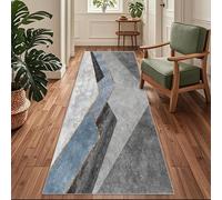 Siunwdiy Tappeto Passatoia per Casa, Antiscivolo e Lavabile, per Cucina Corridoio Ingresso, Blu e Grigio, Stile Geometrico Moderno，120 x 280 cm