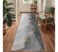 Siunwdiy Tappeto Passatoia per Casa, Antiscivolo e Lavabile, per Cucina Corridoio Ingresso,Grigio-Oro Geometrico Moderno，100 x 180 cm