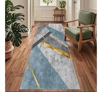 Siunwdiy Tappeto Passatoia per Casa, Antiscivolo e Lavabile, per Cucina Corridoio Ingresso,Moderno Geometrico Blu e Grigio，100 x 180 cm