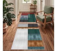 Siunwdiy Tappeto Passatoia per Casa, Antiscivolo e Lavabile, per Cucina Corridoio Ingresso,Moderno Geometrico Verde-marrone，120 x 280 cm