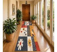 Siunwdiy Tappeto per Cucina Antiscivolo Multicolore 3.4 metri Patchwork Tappeti Corridoio Passatoia Scendiletto Antiscivolo Lavabile Moderno Motivo Floreale Lungo Rettangolare Pelo Corto Rug,120x340cm