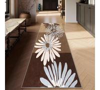 Siunwdiy Tappeto Runner 3.1 Metri Marrone Tappeti Runner Corridoio Lungo Lavabile Floreale Tappeto CucinaTappeto Passatoia Ingresso Tappeto per Soggiorno,Camera da Letto，140 x 310 cm