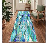 Siunwdiy Tappeto Runner Antiscivolo e Lavabile per Cucina, Corridoio e Ingresso, Design Moderno Turchese，120 x 280 cm