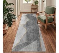 Siunwdiy Tappeto Runner Antiscivolo e Lavabile per Cucina, Corridoio e Ingresso,Moderno Geometrico Grigio，120 x 280 cm