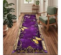 Siunwdiy Tappeto Runner Antiscivolo e Lavabile per Cucina, Corridoio e Ingresso,Rosa Viola e Marrone ，70 x 140 cm