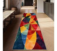 Siunwdiy Tappeto Runner Vintage Lavabile - Motivo Floreale, Antiscivolo e Morbido per Corridoio e Cucina,Colorful a,80×250 cm