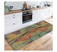 Siunwdiy Verde Arancione Tappeto Passatoia Cucina Lavabile Antiscivolo Geometria moderna,Spessore 7 mm,1.4 Metri per Cucina e Bagn, Soggiorno, corridoio,lavanderia,ingresso,40X140CM