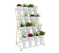 SIUQCGIPRT Stand di Piante, con 16 Pezzi, espositore per Fiori a Secchiello, scaffale per Piante, espositore Mobile per fioristi con Ruote per Interni ed Esterni, Giardino, Patio (Bianco)