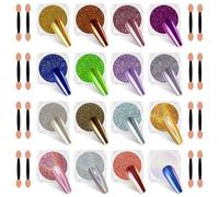SIUSIO 16 bicchieri cromati per nail art glitter decorazione a specchio metallico effetto olografico Aurora Chameleon Pigment Polvere Kit 0,35g / Barattolo per resina artigianato & nail art