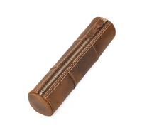 SIUSYACI Astuccio in pelle con cerniera retrò ad alta capacità multifunzione per cancelleria (marrone)