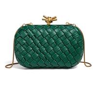 SIUSYACI Borsa da sera intrecciata pochette da donna borsa a tracolla in pelle intrecciata con nodo per festa di nozze ballo, Colore: verde.