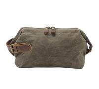 SIUSYACI Borsa da toilette degli uomini della tela e del cuoio per le borse degli articoli da toeletta di grande capacità di viaggio, Verde, Alta qualità