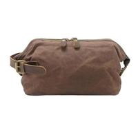 SIUSYACI Borsa da toilette degli uomini della tela e del cuoio per le borse degli articoli da toeletta di grande capacità di viaggio, Marrone scuro, Alta qualità