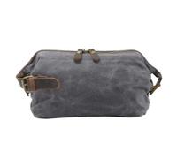 SIUSYACI Borsa da toilette degli uomini della tela e del cuoio per le borse degli articoli da toeletta di grande capacità di viaggio, Grigio, Alta qualità