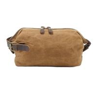 SIUSYACI Borsa da toilette degli uomini della tela e del cuoio per le borse degli articoli da toeletta di grande capacità di viaggio, Cachi, Alta qualità