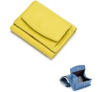 SIUSYACI Mini portafoglio in vera pelle con blocco per carte di credito, organizer tascabile, con portamonete, Giallo, Moda