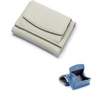 SIUSYACI Mini portafoglio in vera pelle con blocco per carte di credito, organizer tascabile, con portamonete, bianco, Moda