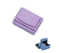 SIUSYACI Mini portafoglio in vera pelle con blocco per carte di credito, organizer tascabile, con portamonete, Viola chiaro, Moda