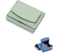 SIUSYACI Mini portafoglio in vera pelle con blocco per carte di credito, organizer tascabile, con portamonete, Verde chiaro, Moda