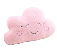 SIUSYACI Morbido cuscino in peluche a forma di stella, luna e nuvola, per letto, ufficio, divano, seggiolino auto, per feste (rosa, nuvole, 54 x 45 cm)