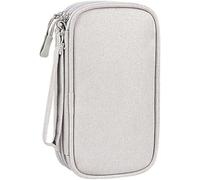 SIUSYACI Organizer per accessori elettronici, borsa portaoggetti da viaggio multistrato, adatta per power bank, hard disk, chiavette USB, auricolari, cavi dati, design antipolvere (grigio)