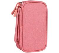 SIUSYACI Organizer per accessori elettronici, borsa portaoggetti da viaggio multistrato, adatta per power bank, hard disk, chiavette USB, auricolari, cavi dati, design antipolvere (rosa)