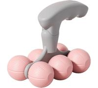 SIUSYACI Rullo massaggiante per il collo - Palmare a 6 ruote per massaggio muscolare per sollievo cervicale e fitness (rosa)