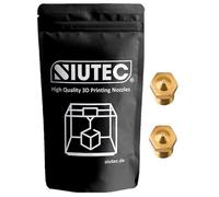 SIUTEC® Premium V5/V6 ottone/ottone, ugello/Nozzle, 0,1 mm, confezione da 2 pezzi, compatibile con i3, i3 Mega S, Chiron, 4MAX, Vyper, Kobra, Kobra Max, E3D V5/V6 Hotend - per filamento da 1,75 mm