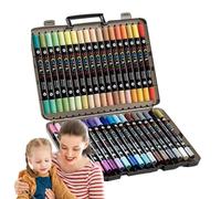 Siuwddee Set Di Pennarelli Acrilici,Penne con Doppia Punta per Colorare | Materiali Artistici con Asciugatura Rapida, Inchiostro Impermeabile Resistenti allo Sbiadimento per Bambini e Decorazione