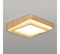 SIVAJI Plafoniera Quadrata con Venature del Legno Imitazione Lampada A Pannello Ultrasottile in Stile Cinese 3 Luci retrò Dimmerabili A Filo Illuminazione Minimalisti Super Luminosi Cucina, Camera