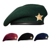 Sivi Berretto tradizionale in stile militare con stella in metallo, ispirato a Che Guevara, berretto di lana francese per uomo e donna, Verde, M (taglia unica)
