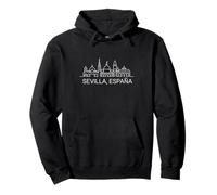 Siviglia Spagna Souvenir da Siviglia España Skyline Disegno Felpa con Cappuccio