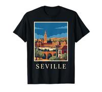 Siviglia Spagna Storico Plaza Retro Viaggio Grafico Maglietta