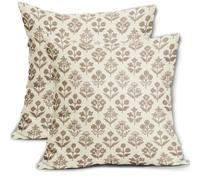 Sivirary Set di 2 federe per cuscini floreali marroni, 45,7 x 45,7 cm, motivo vintage con stampa floreale, decorazione per divano e letto