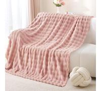 Sivlefoss Coperta in pile in finta pelliccia, morbida, calda, grande, per letto, divano, auto, rosa, 130 x 155 cm