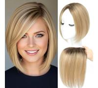 SIVOTATO 4T1016 - Topper per capelli da donna, con base svizzera, legata a mano, invisibile, copertura a 360°, capelli naturali, 7 x 10 cm, con base svizzera
