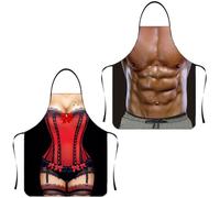 SIVZUMO 2 Pezzi Grembiule da Cucina Coppia, regali di coppia, Grembiule Divertente Novità Grembiule da Cucina, Grembiule Sexy Impermeabile Grembiule da Cucina per Uomini Donne BBQ Party