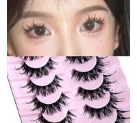 SIVZUMO 7 paia Ciglia finte Manga Lashes Aspetto naturale Wispy Spiky Lashes Ciglia finte, Ciglia finte essence, Manga lashes Ciglia anime incrociate Sembrano ciglia individuali a grappolo